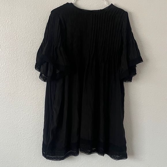 Natalie Martin Black V Neck Short Sleeve Silk Mini Dress Size Small - Picture 6 of 6